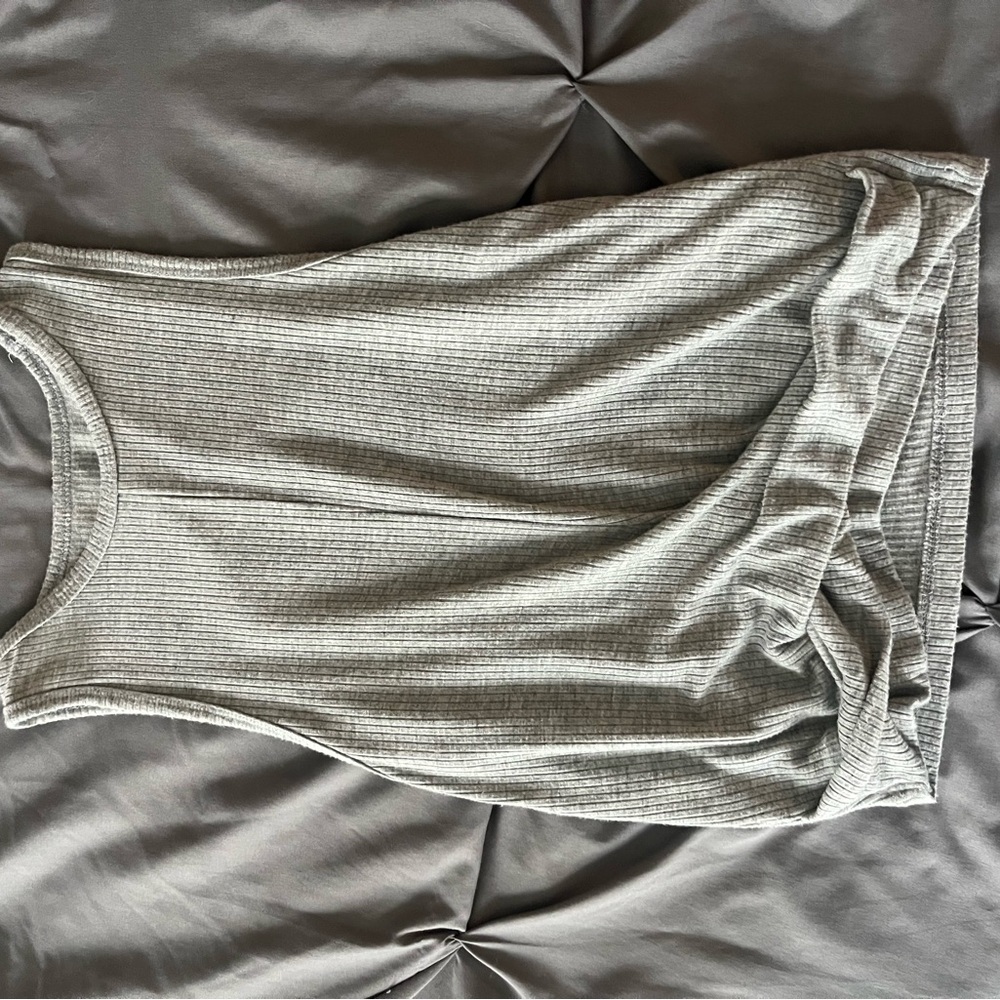 Gray Ribbed Tank Top